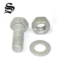 High tensile construction hex head bolt with nut and washer