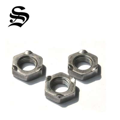 Custom made hex jam weld nut with projections